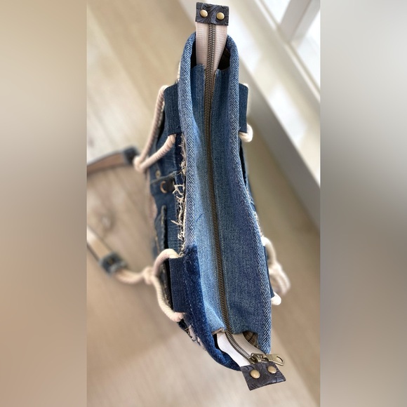 Denim & Knit Sweater-Upcycled Bag | Eco-Friendly, Handmade, One-of-a-Kind - Picture 8 of 16